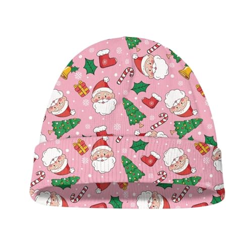 Babrukda Kids Winter Knit Hat, Christmas Santa Claus Warm Skull Hats for Cold Weather Children Beanie Skull Cap Headwear