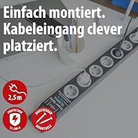 Brennenstuhl Super-Solid Steckdosenleiste 8-Fach mit Überspannungsschutz (Steckerleiste mit 2,5m Kabel und Schalter, Mehrfachsteckdose aus bruchfestem Polycarbonat) schwarz/grau – Ansicht 2
