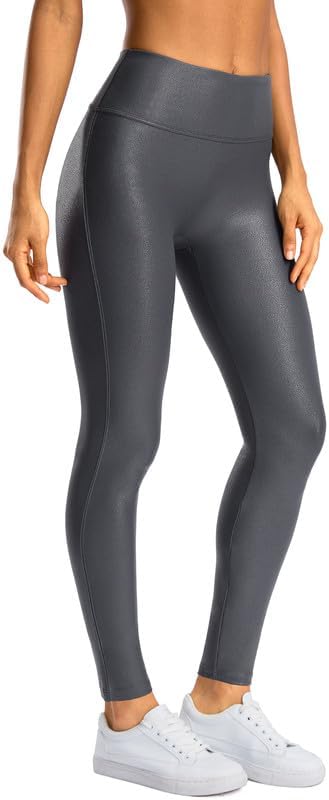 SANTINY Women's Faux Leather Leggings 25''/27''/29''-High Waisted Stretch Leather Pants Pleather Tights for Women