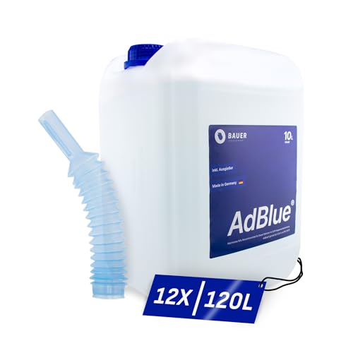 BAUER BLUE AdBlue Sparpaket Premium Harnstofflösung Kanister mit Flex-Ausgießer für Diesel-Motoren, ISO 22241 Konform – Optimale SCR-Abgasnachbehandlung, Made in Germany