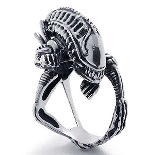 Bague dragon homme en acier argenté idéale pour les sorties moto et rock