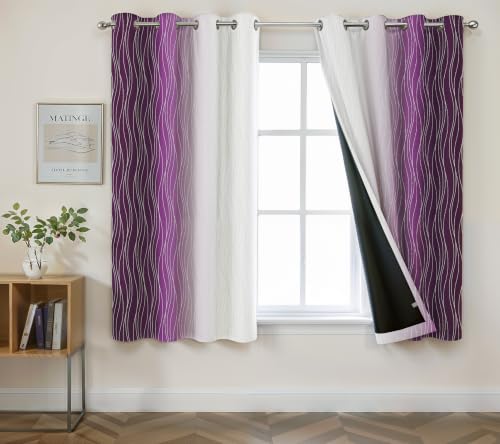 Image of Ultimate Trends Ombre Blackout Curtains for Bedroom Room Darkening Curtains for Living Room,Energy Saving,Thermal Insulated Grommet Window Drapes, Purple and Greyish White, 8 FEET,2 Panels