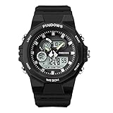 子供腕時計 キッズ腕時計 デジタル腕時計 女の子男の子 アウトドア多機能防水 アラート 日付曜日表示 LED アナログ表示 デジタルウォッチ 入学祝い クリスマス 誕生日 プレゼント (ブラック)