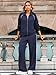 Glamaker Womens 2 Piece Sweat Suits Casual Comfy Long Sleeve Zip Up Wide Leg Pants Travel Sets Tracksuit Fashion Fall Outfits Navy Blue S