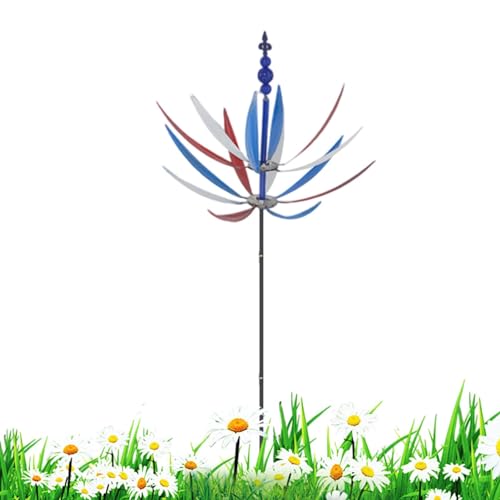 Molinillos de viento de metal para jardín en estaca, molinillos de viento artísticos para patio, escultura de molino de viento al aire libre, molinos de viento para jardín, decoración de patio