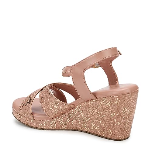 Image of Marc Loire Women's Fashion Open Toe, High Heel Slip On Cross Strap Wedges Sandals