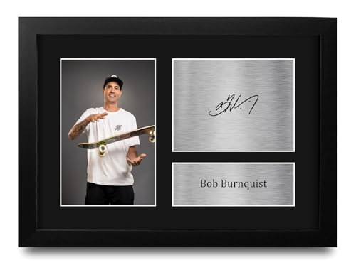 HWC Trading Bob Burnquist Regalos impresos con imagen firmada y autógrafa para fanáticos del skateboarding profesional y los deportes extremos - A4 Enmarcado