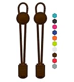 VESONNY Elastic No Tie Shoelaces - Reflective Shoe laces for Kids and Adults (brown)