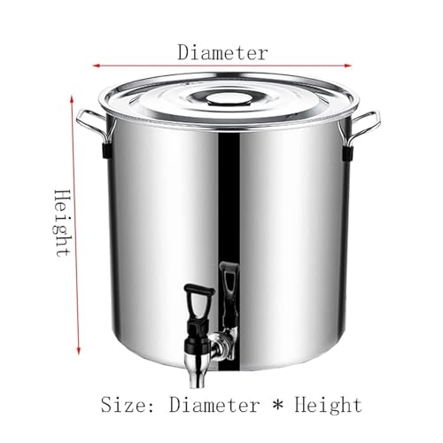 Marmite en acier inoxydable avec robinet, casserole à soupe ronde avec poignées douces au toucher, fond composite, idéale pour cuisiner et servir, capacité de 5 à 90 l