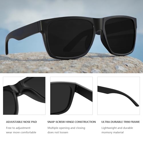 Image of WISTON XL Z87 Sunglasses for Men Women UV400 Protection Lightweight TR90 Frame Square Shades for Driving Fishing Z8246