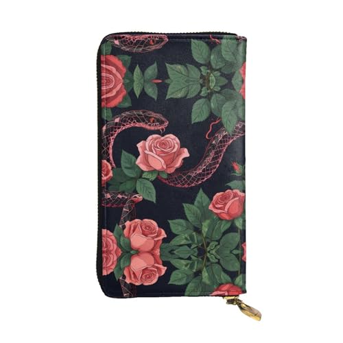 Portefeuille de voyage portable en cuir rose serpent pour organiser vos cartes