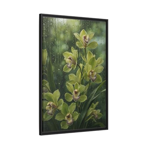 Toile florale de prestige avec cadre noir premium d'épaisseur 3 cm