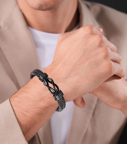 Pulseras de cuero para hombres y mujeres, 4 piezas miniatura 4
