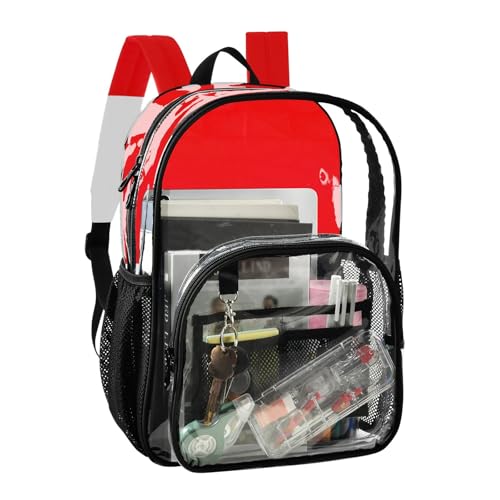 Kids Backpack Boys Girls Indonesia Flag Clear Bag for Women Travel See through Approved Bag2