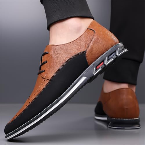 Image of Men's Casual Dress Oxfords Shoes Business Formal Italy Prince Classic Oxford Lace Up Craft Mesh Sneakers