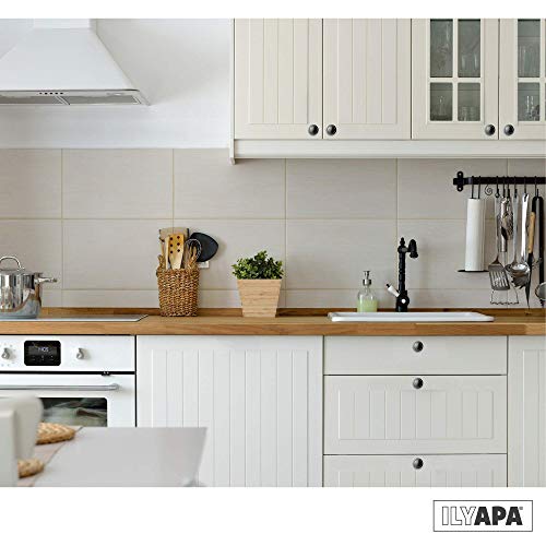 Ilyapa 25 Pack 1 1/4 Inch Round Kitchen Cabinet Knobs, Flat Black Round Drawer Knob For Cabinets Dressers Drawers - Black Kitchen Cabinet Hardware #TOP3