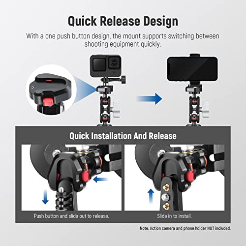 Neewer Magnetic Action Camera Mount With Dual 1/4" Ball Head Articulating Magic Arm, Dual Magnetic Strong Suction Camera Car Mount Compatible With Gopro Insta360 Dji Osmo, Max Load 4.4Lb/2Kg, Fl-Gp15 #TOP3