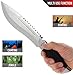 Jungle Rambo Survival Knife - Big Fixed Bowie Knife with Spear Point Blade - Large Survival Fix Knife with Black Rubber Handle - Best 440C Steel Kukri Fixed Blade Knife - Gifts for Men 12 UP