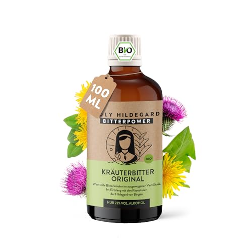 Holy Hildegard BIO Bitterstoffe Tropfen 100 ml nach von Bingen 9 erlesene Bitterkräuter - Verdauungsfördernd hochdosierte Bittetropfen - 100% Natur Vegan Made in Germany