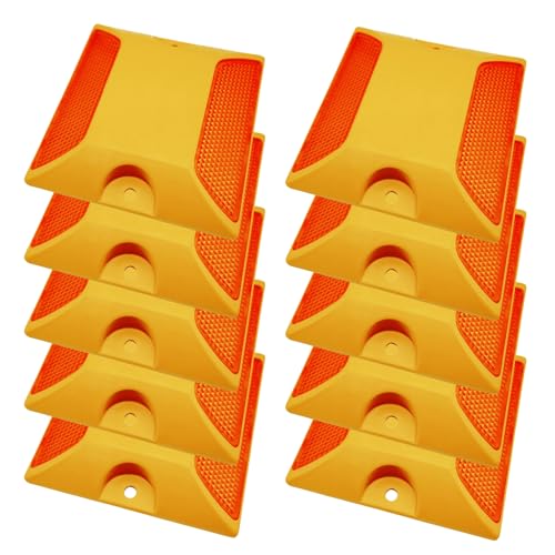 Kanlpeia 10 Pack Road Reflectors Reflective Lane Markers 4 by 4 inch Street Pavement & Asphalt Stud Markers for Speed Bumps Sidewalks Pedestrian Crossings Freeways and Driveways