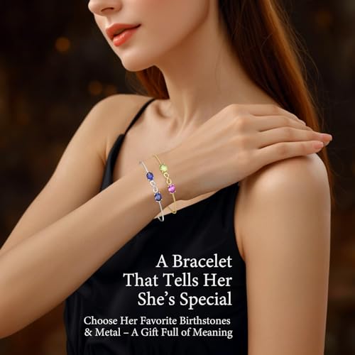 Birthstone Bracelet for Women – Personalized 2–5 Stones Custom Name Bracelet in Sterling Silver | Adjustable Jewelry Gift for Mom, Wife, Friends – Perfect for Birthday, Anniversary, Mother’s Day4