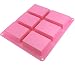 Ozera 6 Cavities Rectangle Silicone Soap Molds, Baking Mold Cake Pan, Biscuit Chocolate Mold, Ice Cube Tray