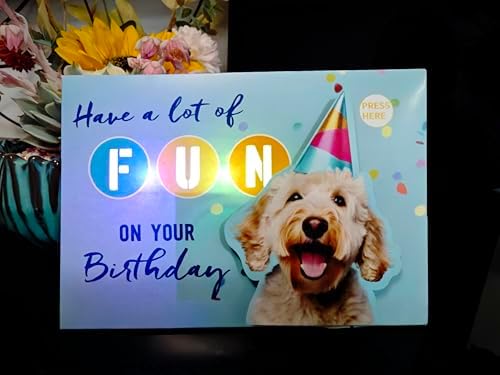 Birthday Cards, Birthday Card with Lights and Music, Funny Gifts for Women Men Cat Lovers Mom or Dad (Dog)