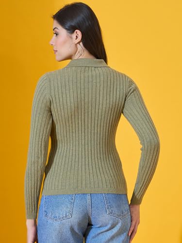Image of 98 Degree North Women Spread Collar Sweater-G1165-BROWN