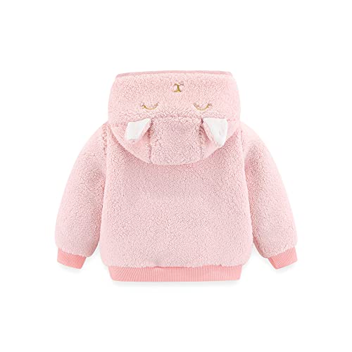 Image of Newborn Infant Baby Boys Girls Cartoon Fleece Hooded Jacket Coat with Ears Warm Outwear Coat Zipper Up