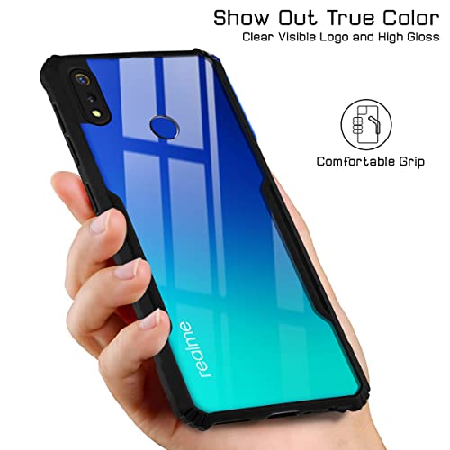 Image of Jkobi Back Cover Case for Realme 3 | Realme 3i (Crystal Glass Back | Camera Protection | Shockproof Bumpers | Professional Black)