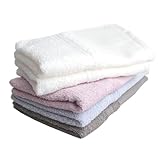 浴用 フェイスタオル 薄手 5枚セット 日本製 泉州 綿100 天然素材 体洗い 温泉 銭湯 お風呂 キッチン 手拭き 速乾 絞りやすい サイズ 一般的 防災 災害 備蓄 (ホワイト2・ミドルグレー1・ブルーグレー1・ピンクパープル1, 5枚セット)