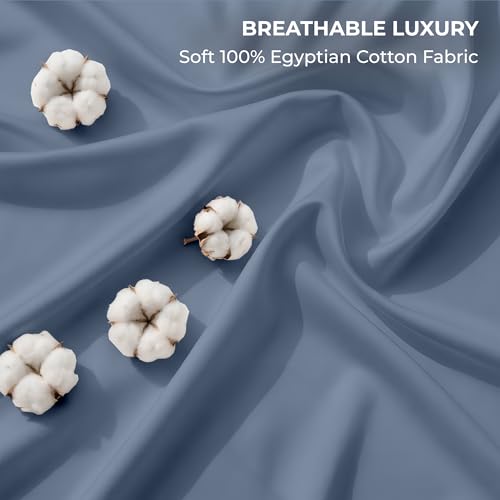 Image of SGI bedding 100% Egyptian Cotton Sheets Full XL Size - 600 Thread Count Sheets Set, Soft, Cooling, 15 inch Deep Pocket, Luxury Hotel Bedding, Breathable, Durable - Mediterranean Blue