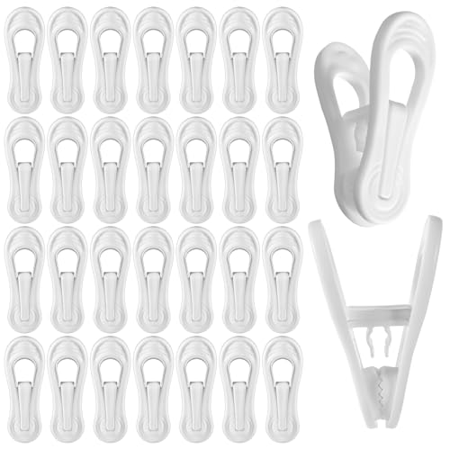 100 Pack White Plastic Hanger Clips for Baby Clothes Hanger Clips- 2.75 Inch Multi-Purpose Hangers Clip for Pants