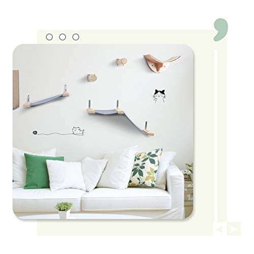 Scurrty Handmade Wall Mounted Cat Shelf Wooden Cat Hammock Perch with Bed Modern Cat Furniture Size L - Thumbnail 3