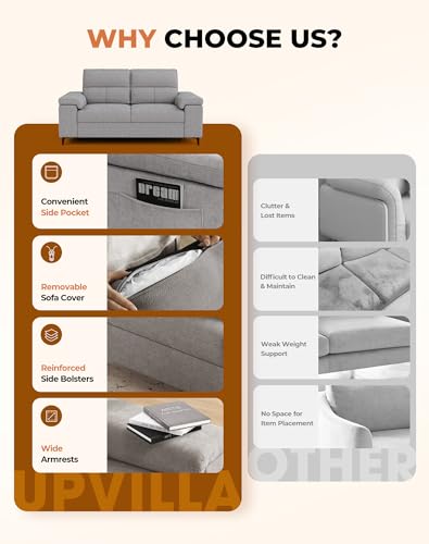 Image of Upvilla 71.25 inch Modern Couches Deep Seat Sofa for Living Room(Light Gray)