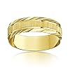 Theia 9ct Yellow Gold Heavy Weight - Serrated Matt Centre and Diagonal Design Edge D-Shape 6mm Wedding Ring - Size U #1
