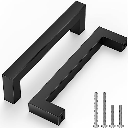 TICONN 5-1/2' Cabinet Pulls, Stainless Steel Bar Handle for Kitchen Drawer Hardware with 5' Center-to-Center Mounting Hole (30pcs, Matte Black)