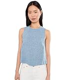 Madewell Womens Embroidered Shell Top in 100% Linen Sunfaded Blue Medium