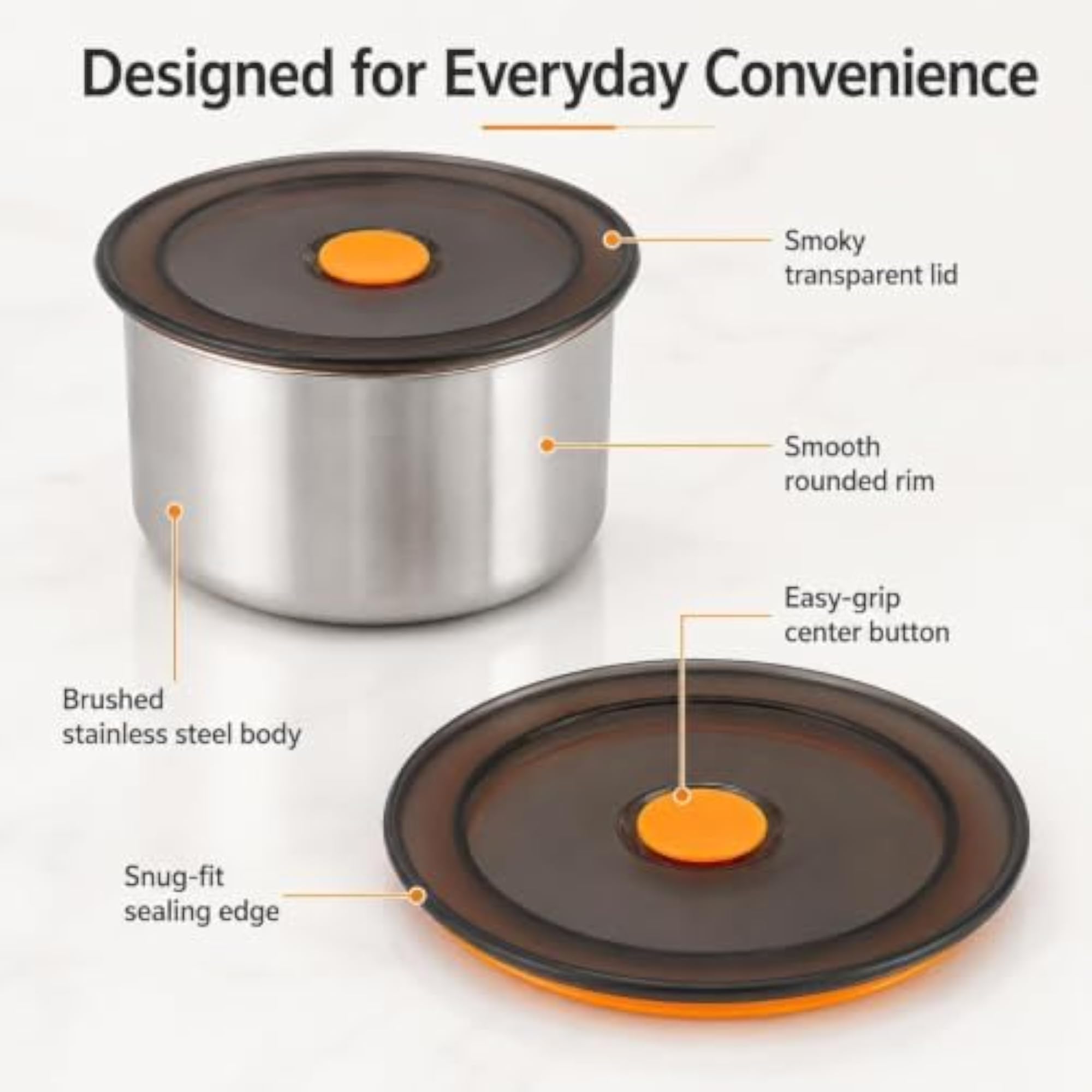 Round Stainless Steel Food Container 500ML