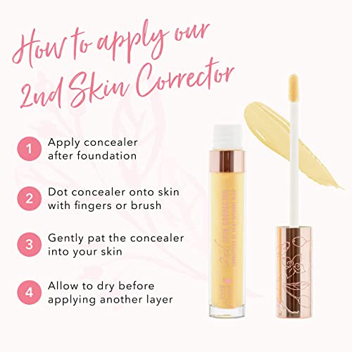 100% Pure 2Nd Skin Corrector, Yellow, Liquid Color Correcting Concealer, Dark Under Eye Circles Corrector, No Creasing Or Caking, Medium To Full Coverage - 0.17 Fl Oz #TOP5