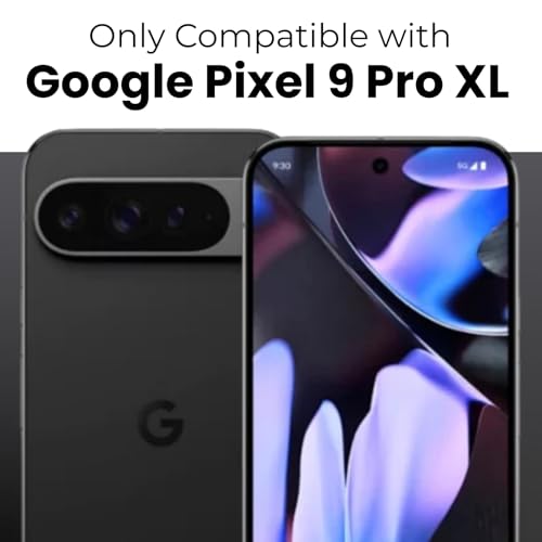 Image of RIGGEAR Shockproof Sleek Hybrid Armor 360 Rotating Magnetic Ring Stand Back Cover Case Compatible with MagSafe Accessories for Google Pixel 9 Pro XL (Clear PC + Black TPU Bumper)