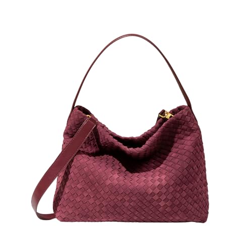 Image of Suede Woven Tote Bag for Women, Hobo Shoulder Bag for Work Travel