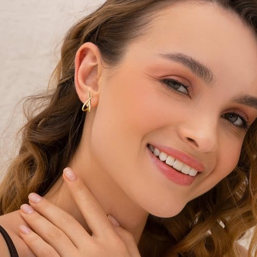 Clip on Earrings for Women 14K Gold/Sterling Silver Plated Statement Earrings for Women Trendy Dainty Earrings Hypoallergenic Simple Minimalist Gold Earring Non Pierced Earring Jewelry Gifts3