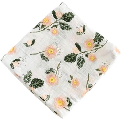 Image of Red Rover Kids Cotton Muslin Swaddle - 47”x 47”- 100% Cotton – Machine Washable – Softer with Every Wash – Playful Designs -Soft, Breathable & Lightweight – Unisex (Blushing Bloom) RB0138