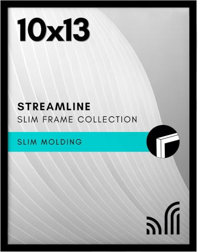 Image of Americanflat 10x13 Picture Frame with Shatter-Resistant Glass-Streamline Collection-Thin Border Photo Frame for Tabletop and Wall Display-Hanging Hardware and Easel Stand Included-Black (Pack of 12)