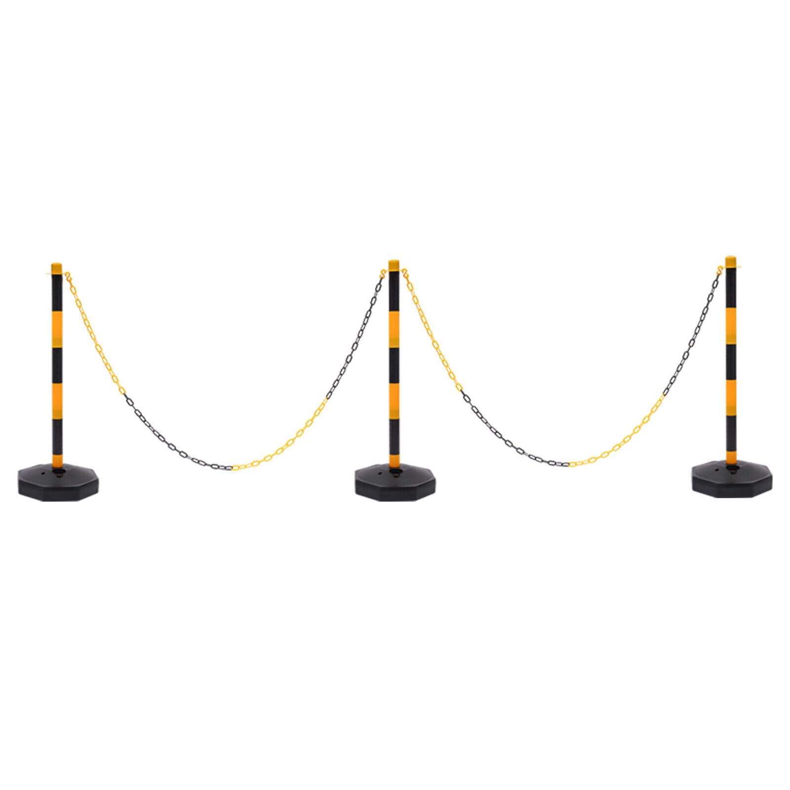 Lot de 6 cônes de signalisation réglables pour parking avec chaînes avec base remplissable, poteaux d'arrêt jaunes et noirs