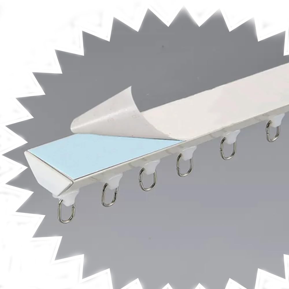 Support de tringle à rideau auto-adhésif en alliage d'aluminium sans perçage pour vestiaires, coins de douche, bureaux - Blanc - 230 cm de long