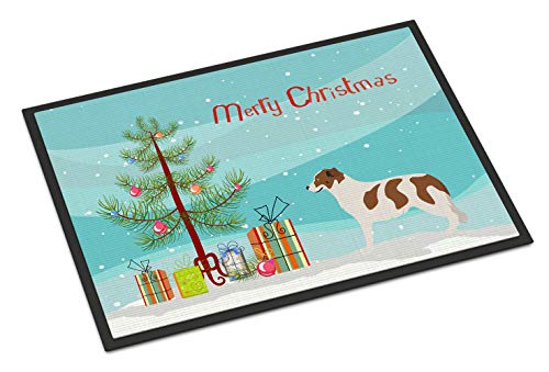 Caroline's Treasures BB8496MAT AIDI Atlas Mountain Dog Christmas Doormat 18x27 Front Door Mat Indoor Outdoor Rugs for Entryway, Non Slip Washable Low Pile, 18H X 27W