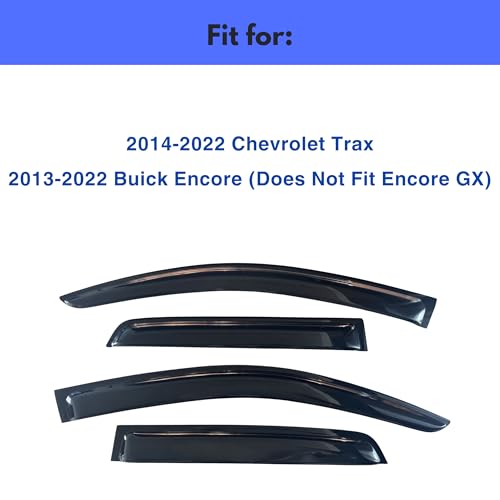 Image of IG Window Visors Fit for 2014-2022 Chevrolet /Chevy Trax, Out-Channel Rain Guards Vent Wind Deflectors 4PC, Car Accessories for 2013-2022 Buick Encore (Does Not Fit Encore GX)