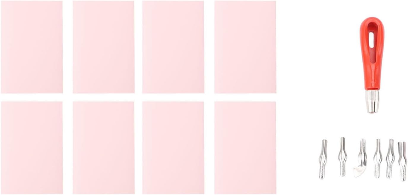 Pwshymi Stamp Making Kit Versatile Pink Rubber Carving Blocks Linoleum Cutter Set for Block Printing Printmaking Supplies for Craft Enthusiasts